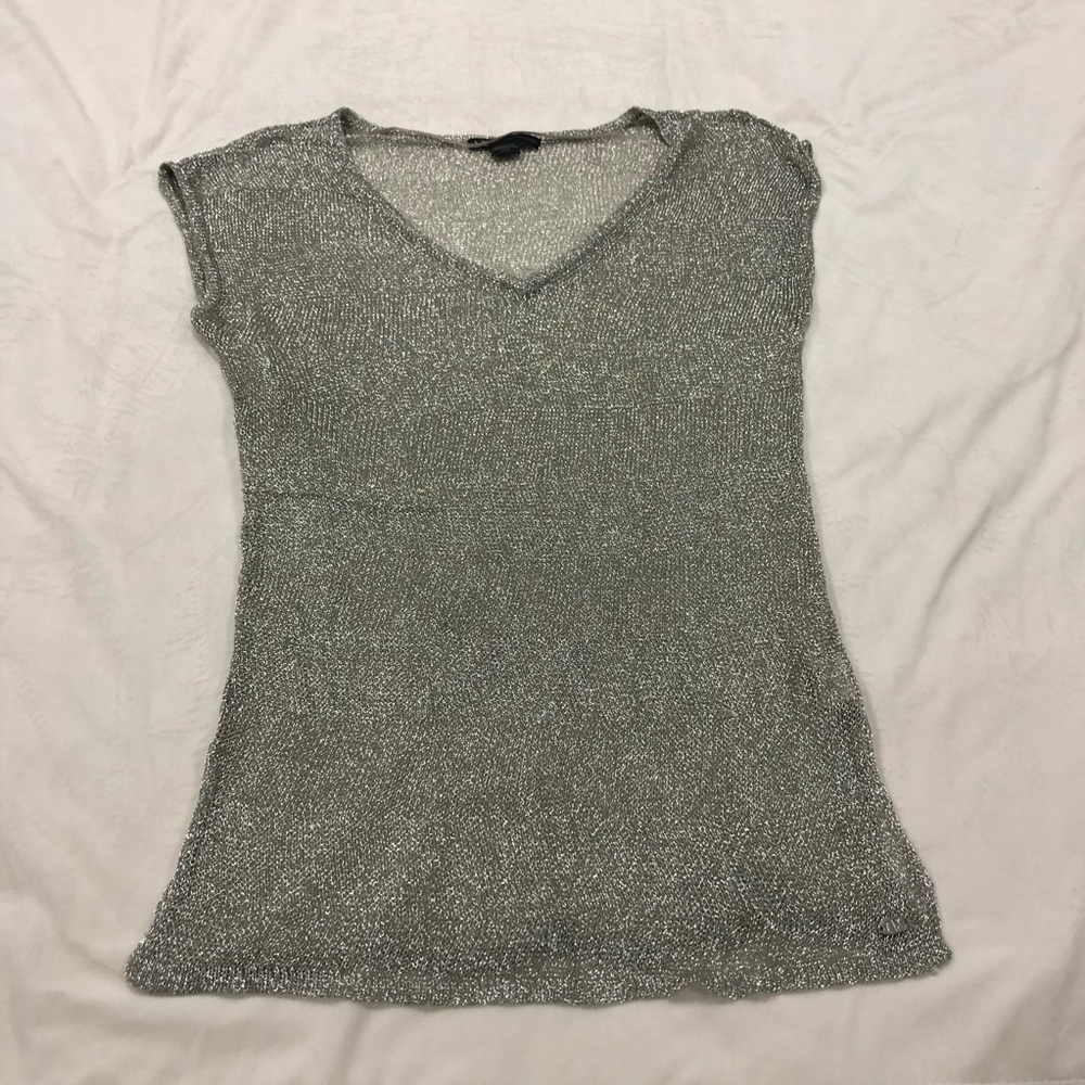 Armani Exchange Metallic Silver Blouse Size Xs
